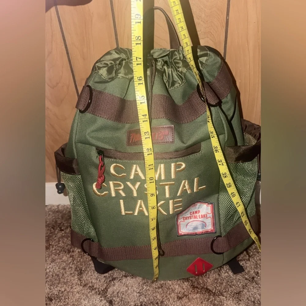 Camp Crystal Lake Olive Green Drawstring Backpack
